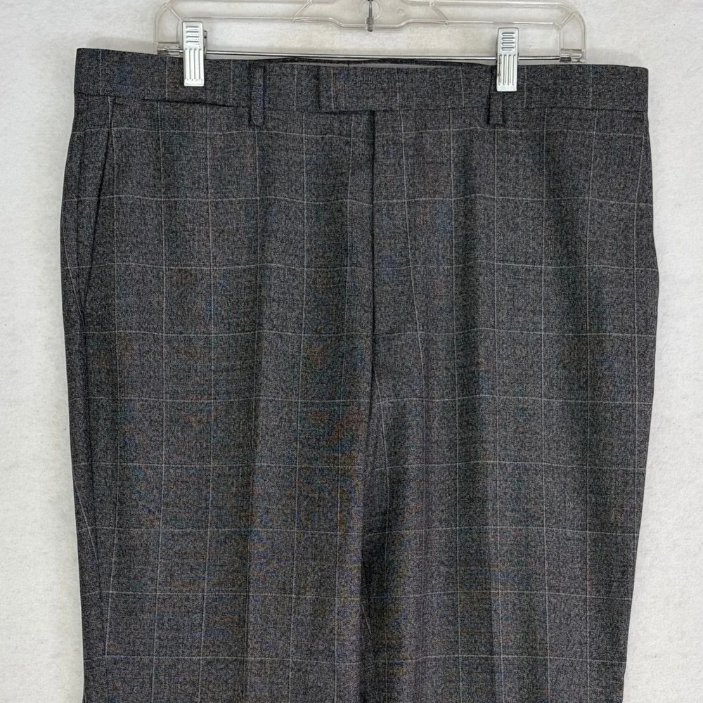 Banana Republic Marzotto Italian Wool Suit Men 44R 35x31 Grey Windowpane Check